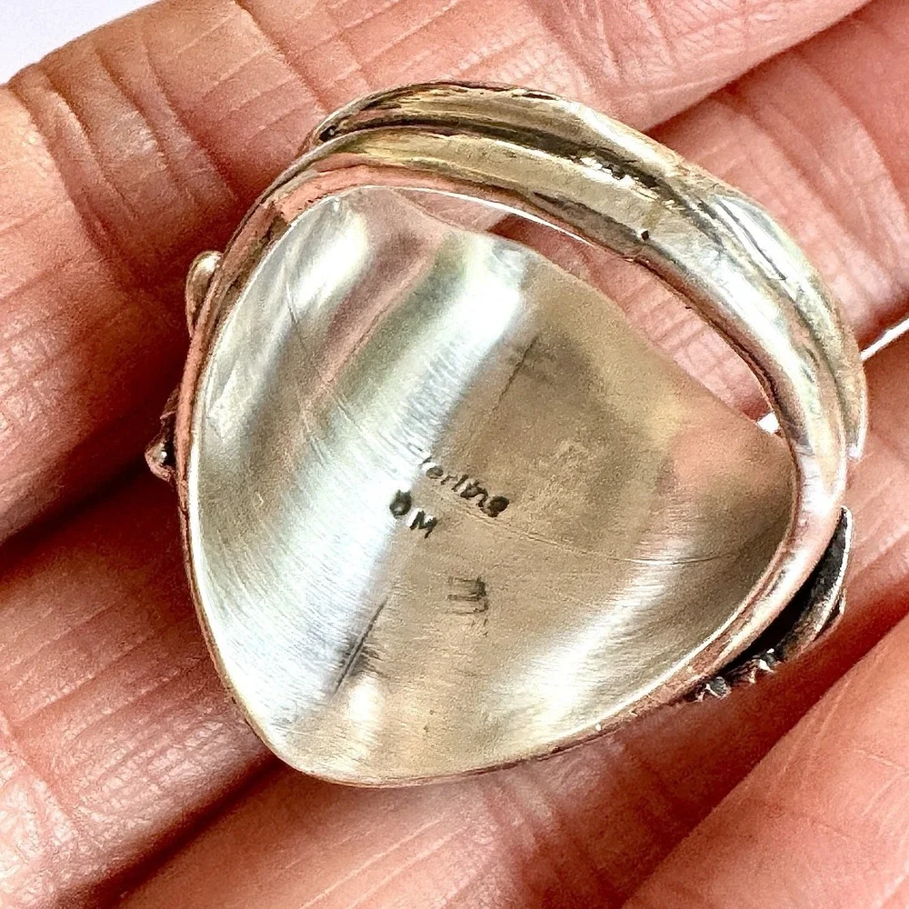 Navajo Eagle Turquoise Mens Ring Sz 12 Sterling Signed‎ DM Native American USA